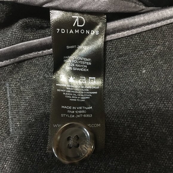 7 Diamonds Men's Charcoal Gray Shirt Jacket Shacket Size M-NWT - Picture 6 of 7